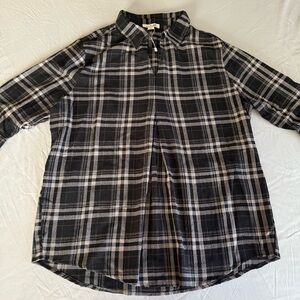 Simply Noelle Black and Brown Plaid Blouse Size XXL